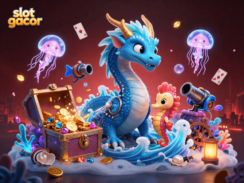 Menangkan jackpot dengan slot gacor melalui ilustrasi kasino yang kaya warna dan detail menarik.