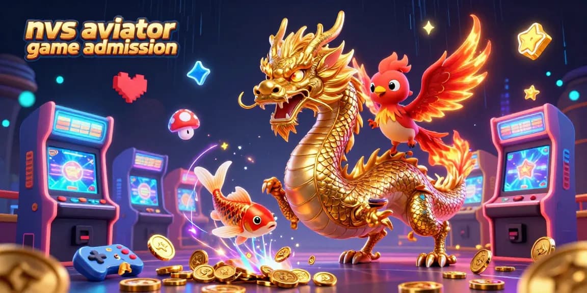 Play nvs aviator game admission with a thrilling dragon and phoenix in a vibrant casino scene.