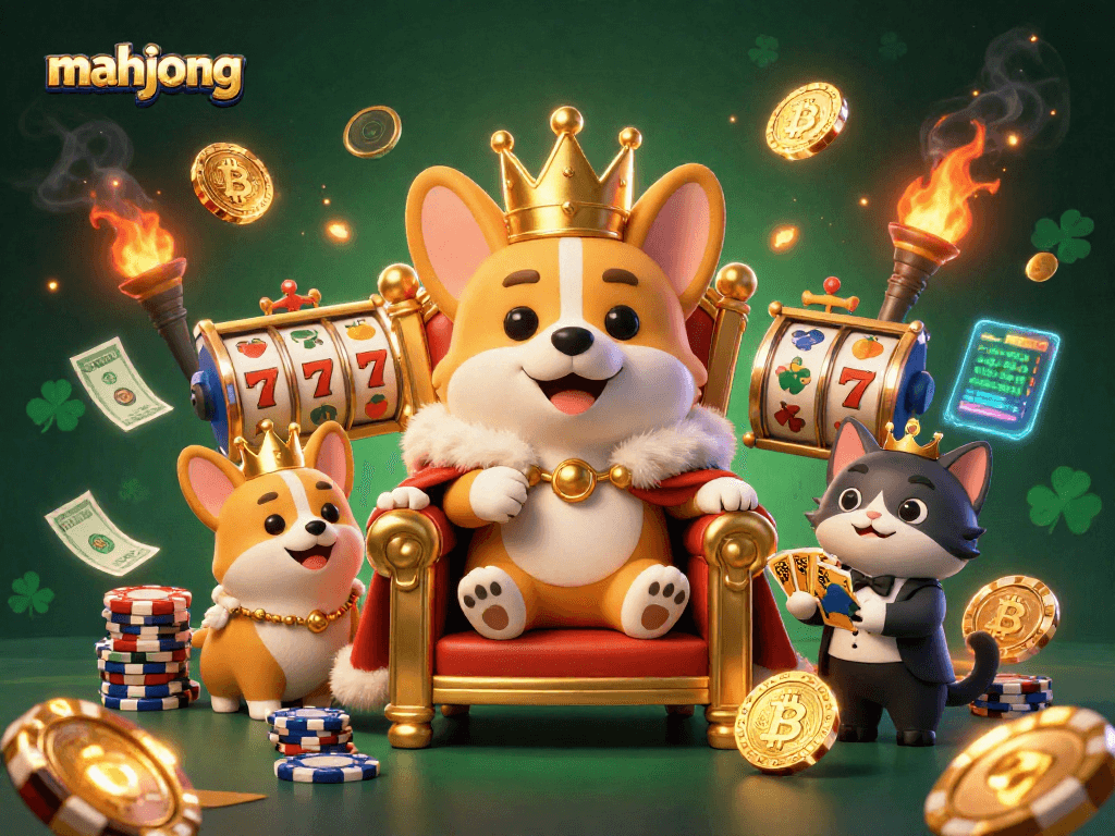 Experience the excitement of mahjong with animated casino characters, vibrant digital elements, and rich details in this 3D rendering.