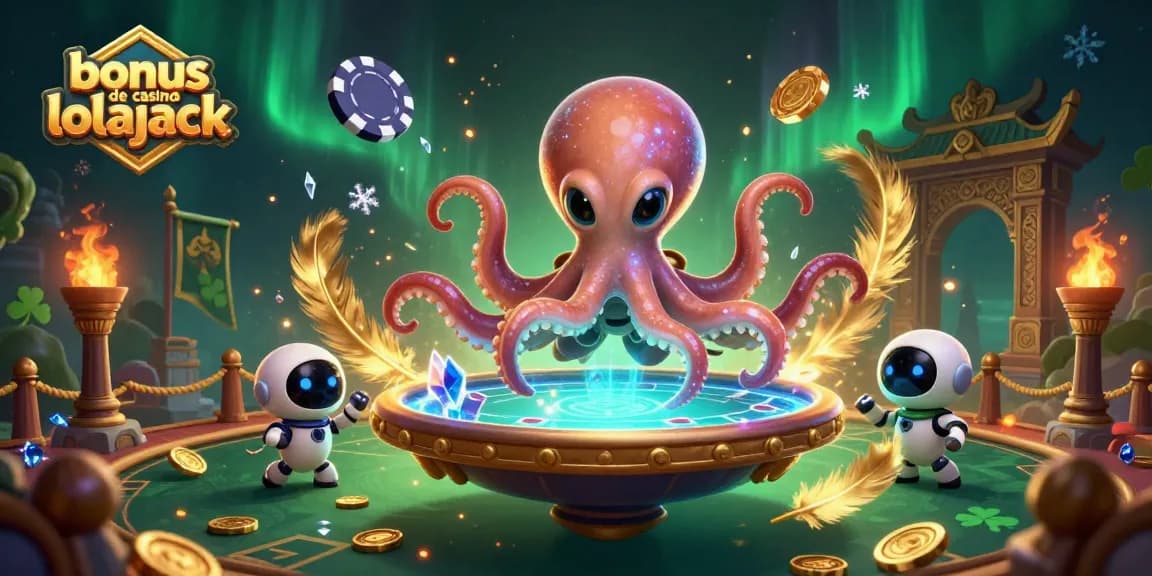 Découvrez les jeux de casino avec le bonus de casino lolajack, illustré par un octopus en tenue spatiale.