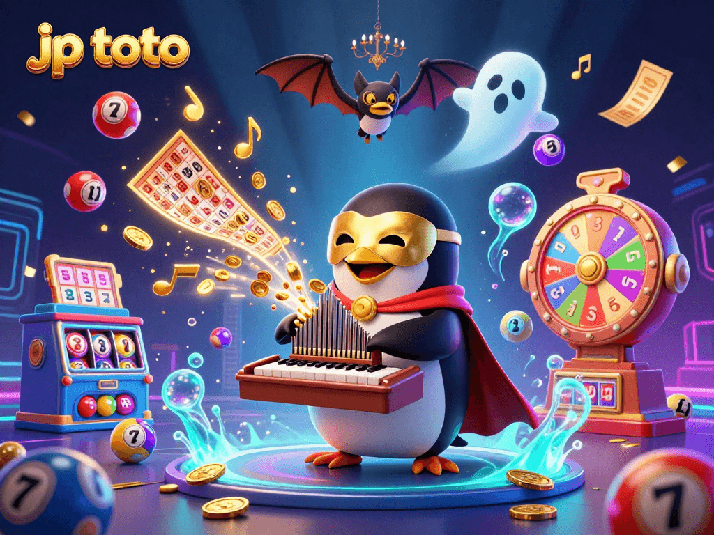 Engage with jp toto and win big as the cartoon penguin conducts a dynamic gambling adventure!