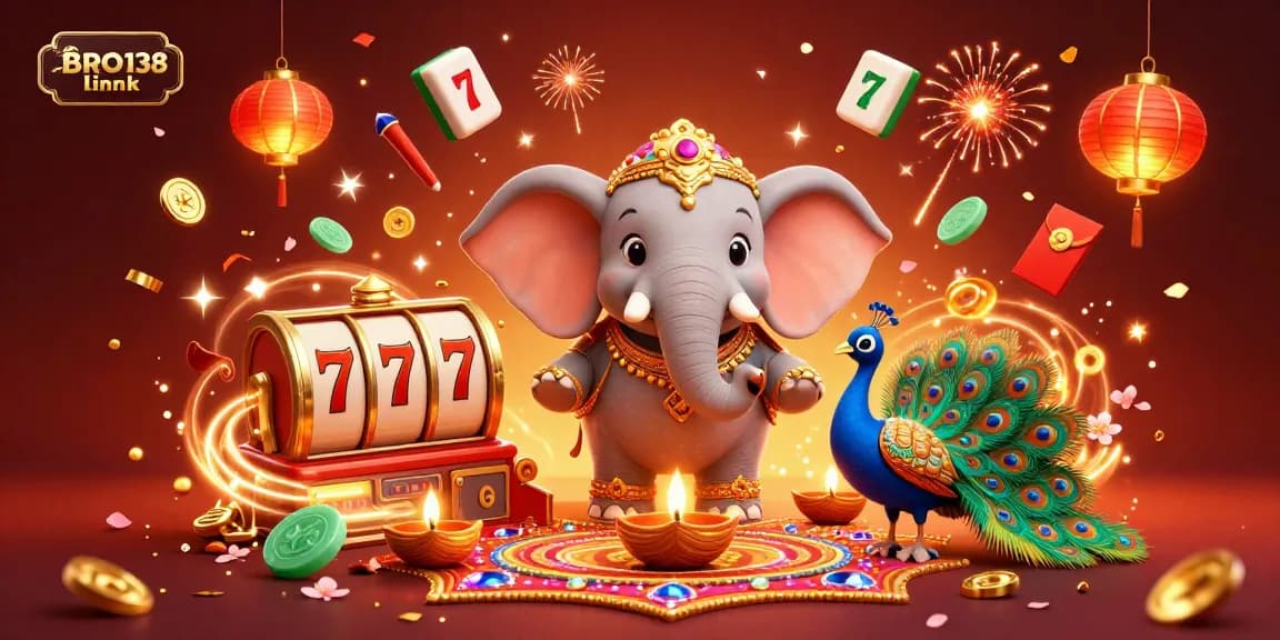 Engage with the vibrant BRO138 link scene showcasing dynamic slot elements and cinematic characters celebrating wins.