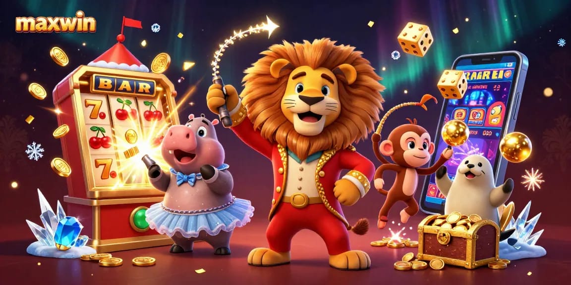 Visualisasi 3D menarik dari karakter kasino maxwin yang bersenang-senang di slot jackpot.