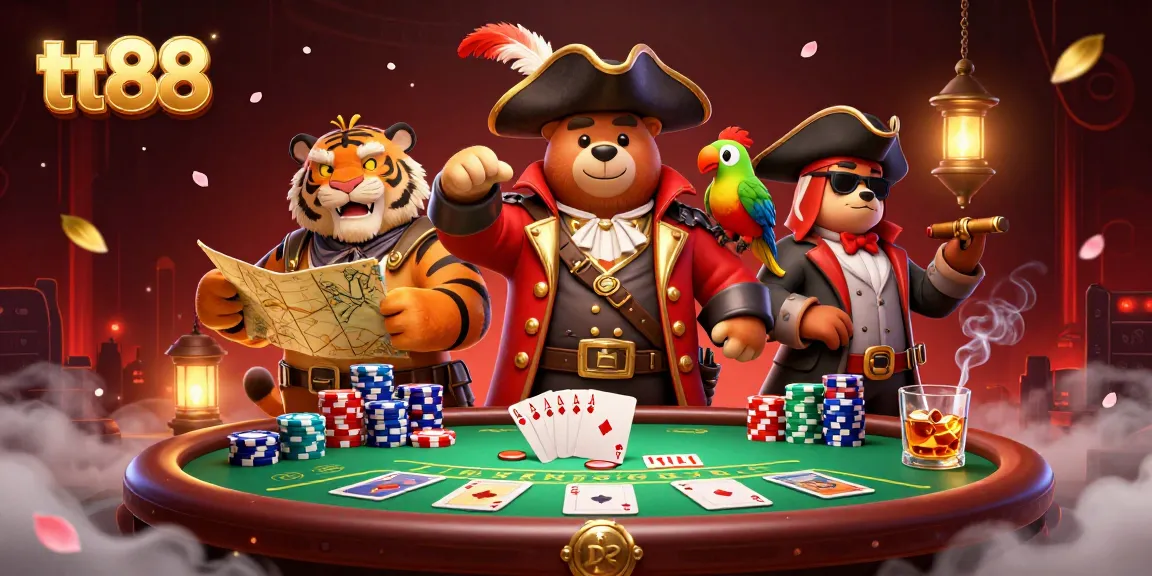 Engage in thrilling gameplay at tt88 with a vibrant scene of poker, chips, and immersive casino characters.