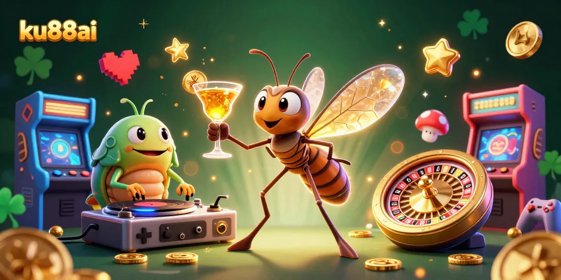 Experience the fun of ku88ai in this vibrant scene with a casino mascot and gaming elements.