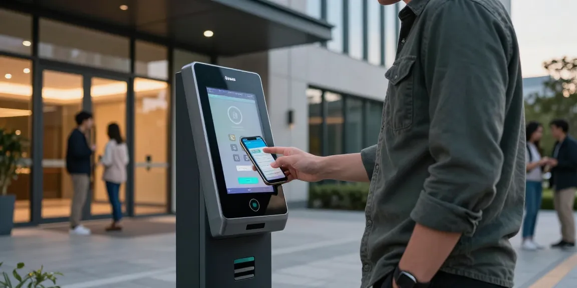 Secure building access utilizing a password entry system at 상봉동 한국관, highlighting modern technology.