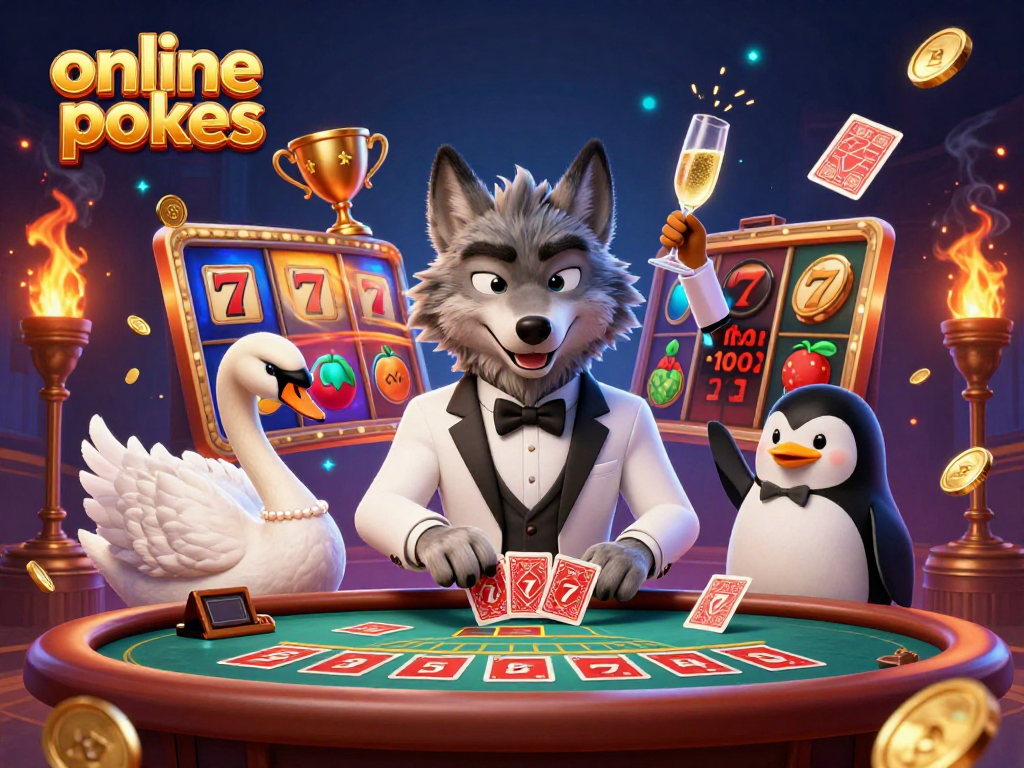 Experience thrilling online pokies with dynamic 3D characters and vibrant casino elements.
