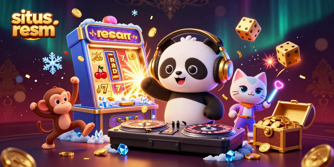 Win big at situs slot resmi with 3D cartoon characters celebrating casino jackpots and gameplay.