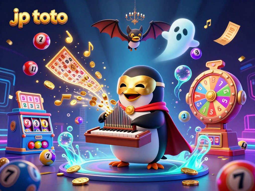 Engage with jp toto and win big as the cartoon penguin conducts a dynamic gambling adventure!