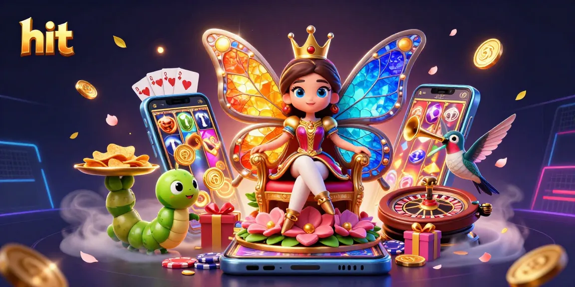 Experience the thrill of hit gaming with vibrant slots, coins flying, and animated characters.