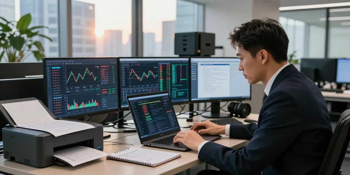Expert analyzing strategies to recover stolen cryptocurrency in a modern office setting.