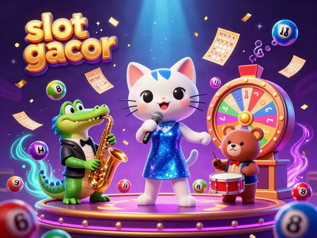 Experience thrilling action with slot gacor in a vibrant jazz scene filled with lottery elements and lively characters.
