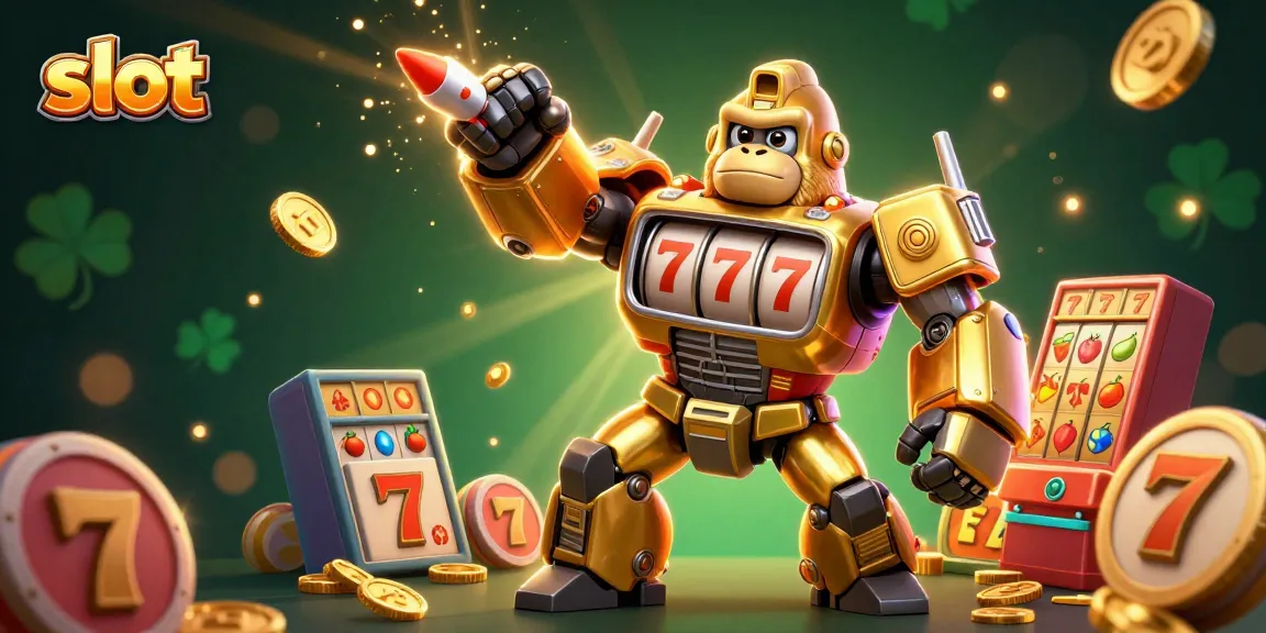 Menangkan jackpot slot di BMWSLOT88 dengan ilustrasi menarik dari gorila emas dan simbol keberuntungan.