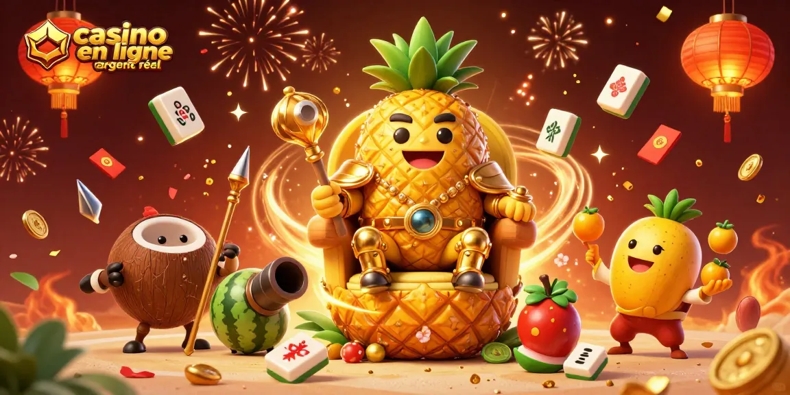 Jouez sur un casino en ligne argent réel avec la magie des jeux de hasard, un roi ananas et ses gardes.