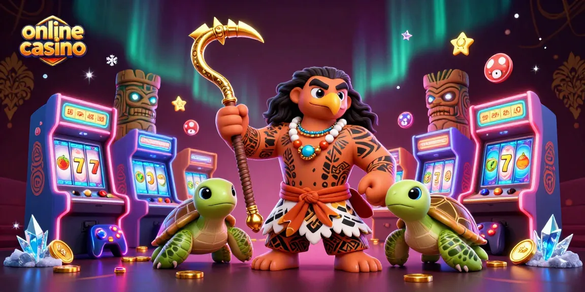 Play exciting games at an online casino featuring vibrant characters, slots, and casino elements