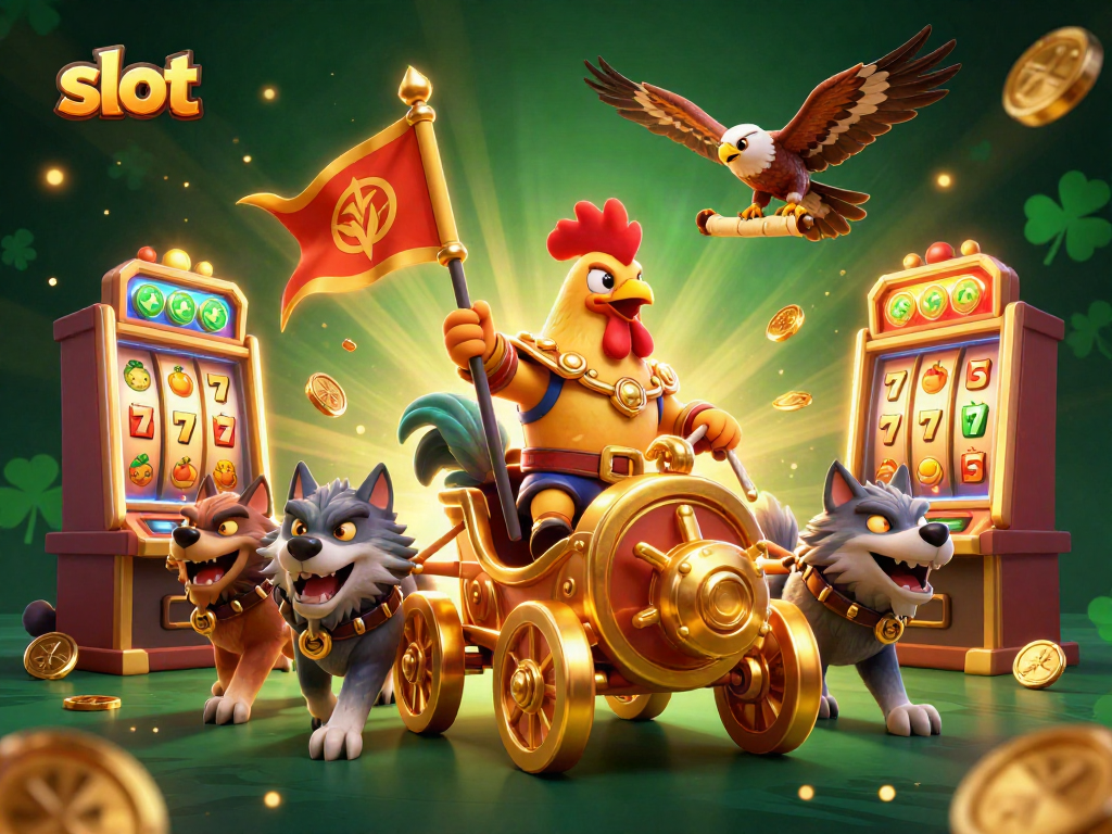Menangkan slot dengan mesin slot dan simbol keberuntungan dalam ilustrasi 3D menarik ini.