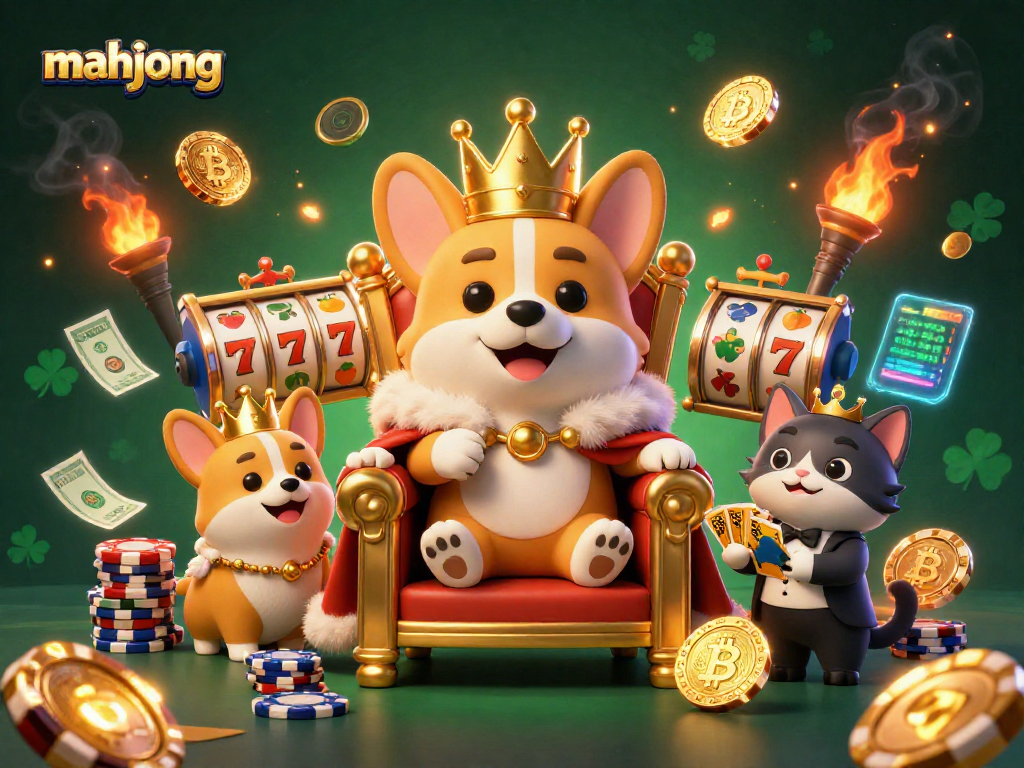 Experience the excitement of mahjong with animated casino characters, vibrant digital elements, and rich details in this 3D rendering.