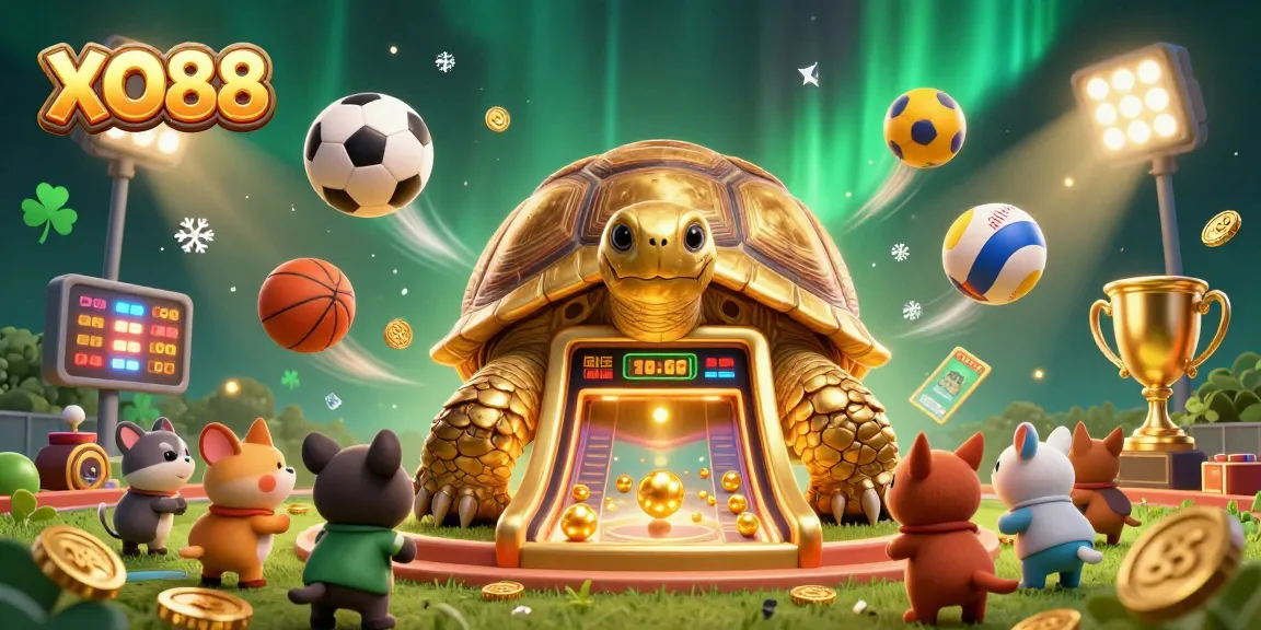 Join the excitement with XO88 at the 3D carnival featuring a golden tortoise pinball machine!