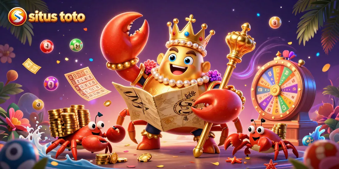 Engage in situs toto excitement with dynamic lottery elements and a golden crab emperor in a thrilling casino scene.