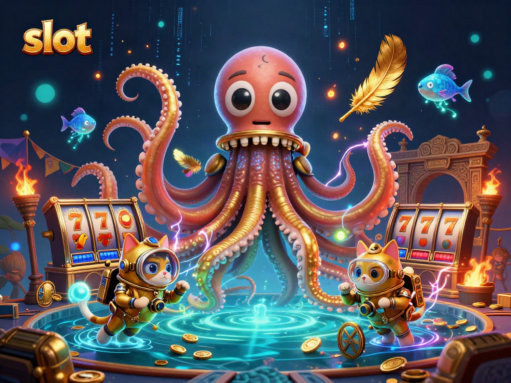 Engage with slots as a colossal kraken and diving cat explore a treasure-filled ocean.