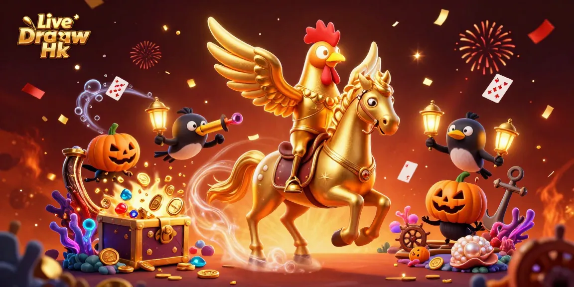 Experience the thrill of Live Draw Hk with a vibrant casino scene featuring magical elements and golden treasures.