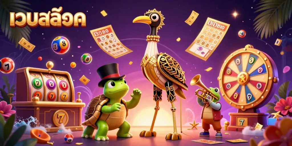 Experience the thrill of เว็บสล็อต with vibrant slot reels and a lively casino atmosphere.