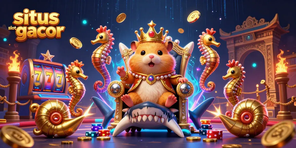 Experience the thrill of situs slot gacor with a fierce hamster king in a vibrant casino scene.