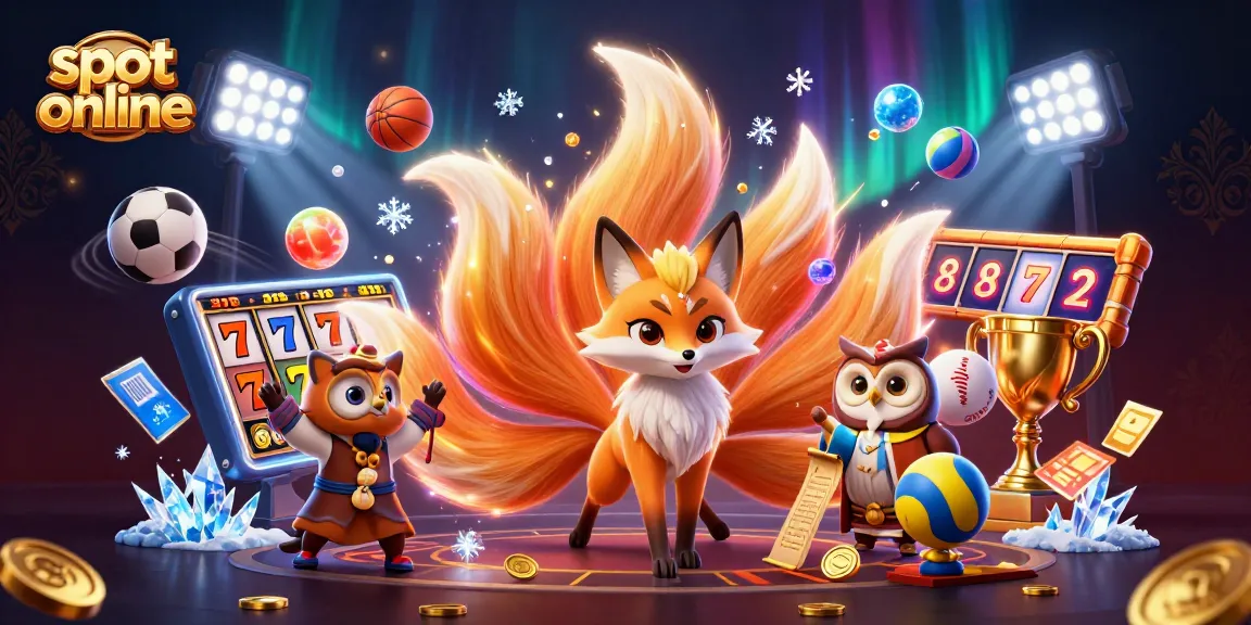 Engaging slot online gaming scene with a fox spirit and owl, showcasing dynamic reels and sports elements.