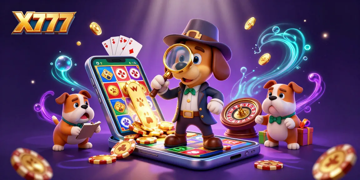 X777 brings entertainment with a detective exploring poker chips and slot games, revealing unique treasures.