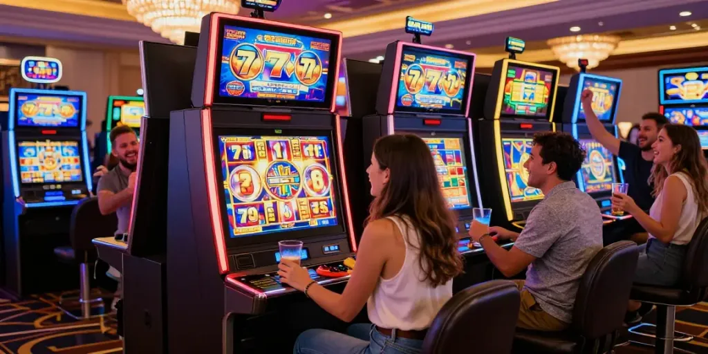 Permainan slot777 yang menyenangkan di kasino online dengan pemain bersemangat.