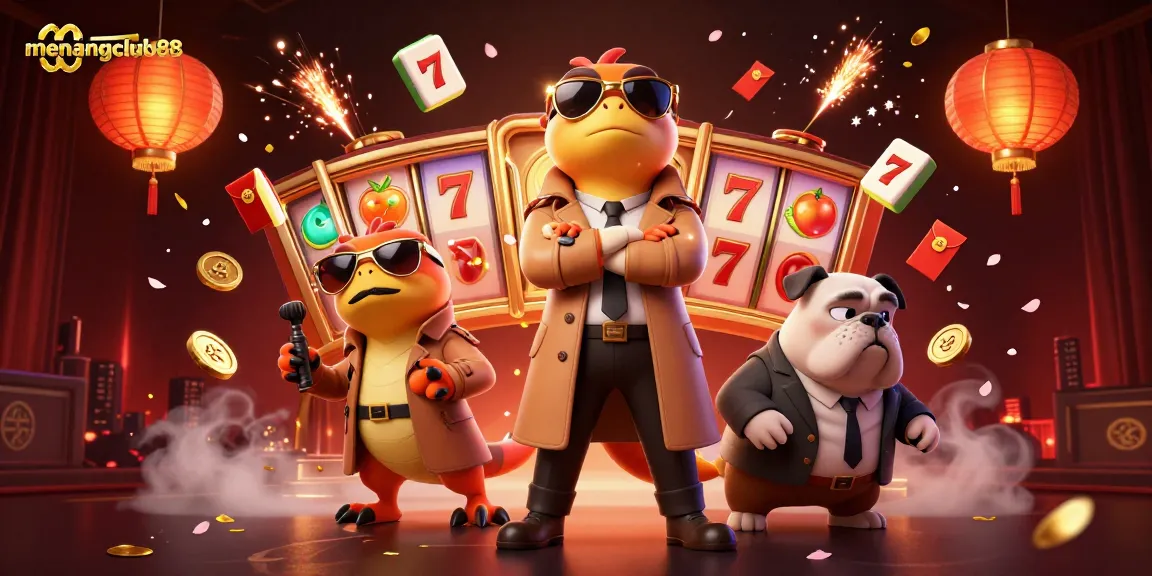 Experience the excitement of menangclub88 with three raptors in disguise attempting to enter a VIP casino lounge.