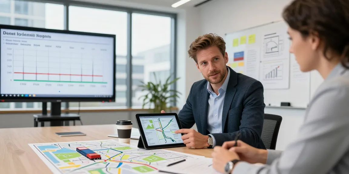Speditionsfirma Dortmund analysiert Transportwege und strategische Planung in modernem Büro.