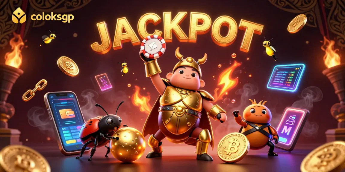 Experience the thrilling world of coloksgp with vivid 3D characters showing victory in a dazzling casino scene.