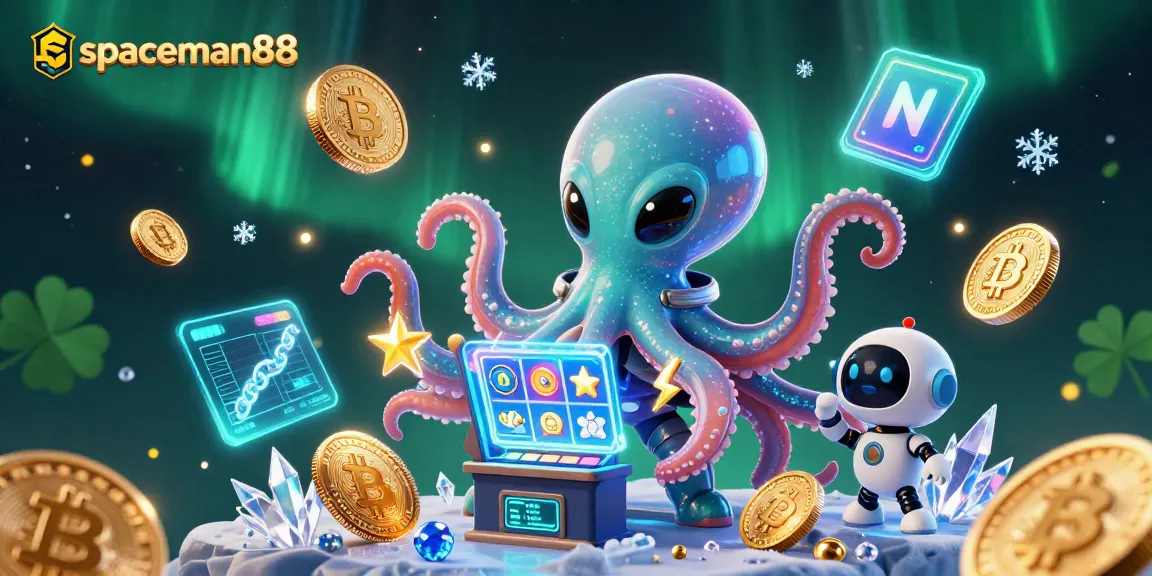 Experience thrilling wins at spaceman88 with a vibrant 3D slot game scene featuring an excited alien octopus.